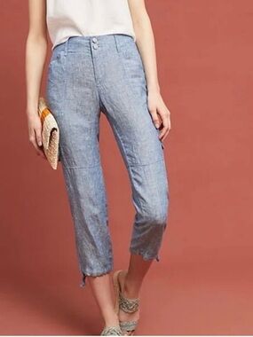 Sanctuary x Anthropologie Women’s chambray jogger pants 100% linen Size 27